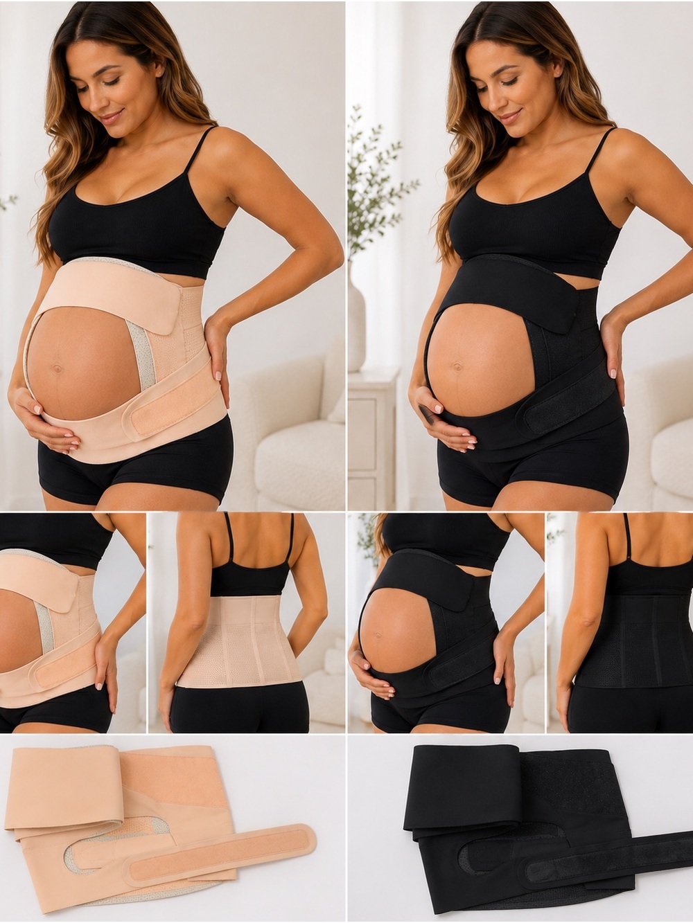 Maternity Belly Support Band - Black and Nude